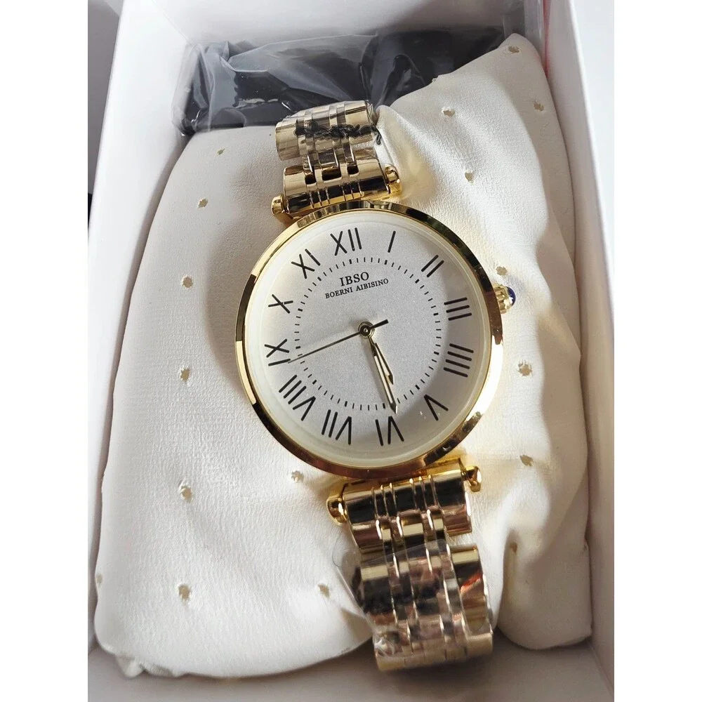 Ibsoboerni Aibisino Women Stainless Steel Band Quartz Wristwatch / 3663 Gold